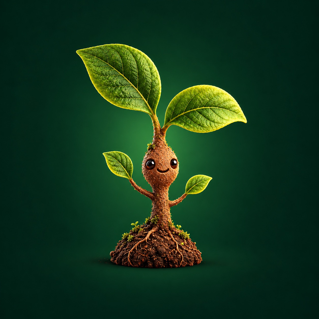 SPROUT mascot rooted in a mound of soil